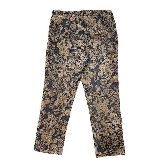 NWOT Saks 5th Avenue Real Clothes Women sz 12 Tan Faux Suede Floral  Denim Jeans - Picture 6 of 9